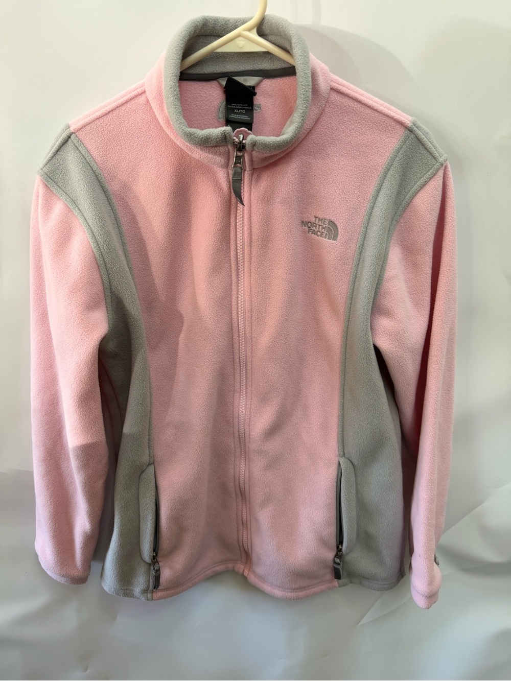 The North Face Girls Pink Fleece Jacket with Gray Trim girls size XL